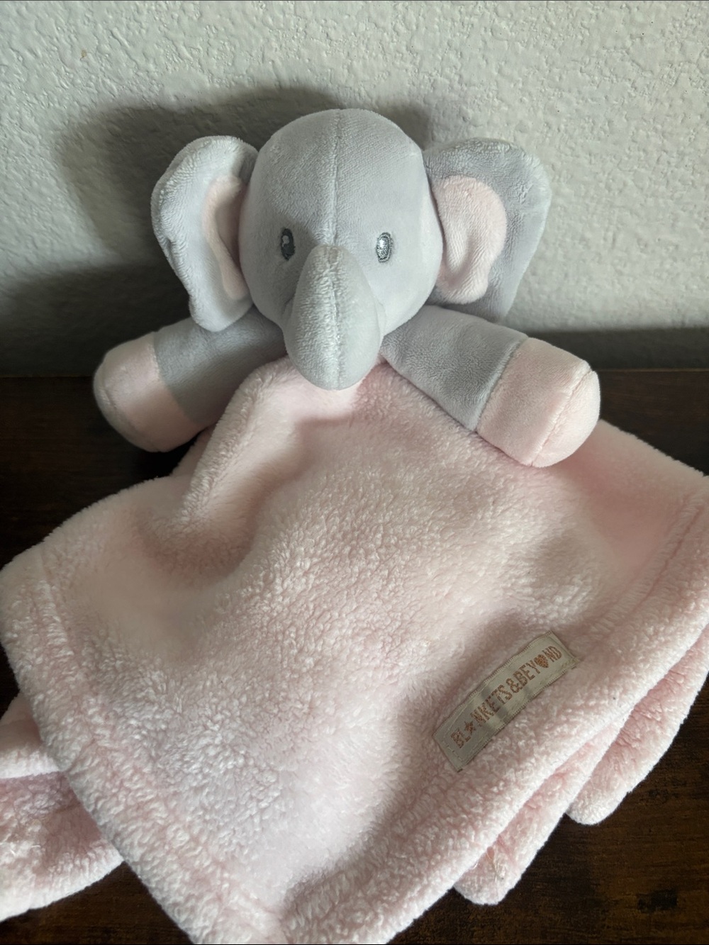 Blankets & Beyond Gray & Pink Plush Elephant Lovey Security Blanket